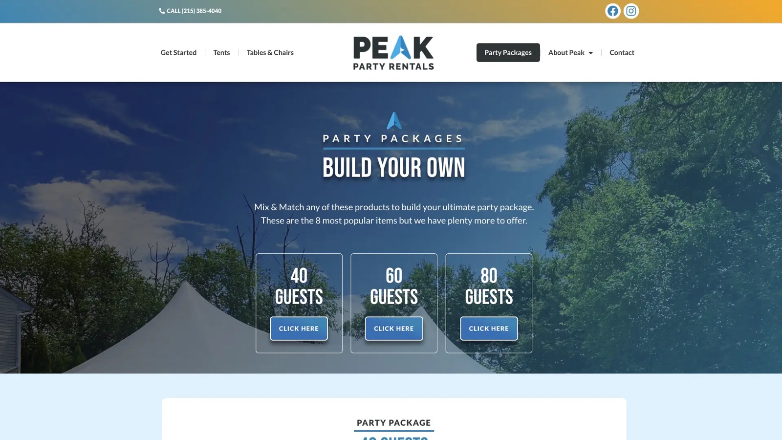 Peak Party Rentals social media graphics