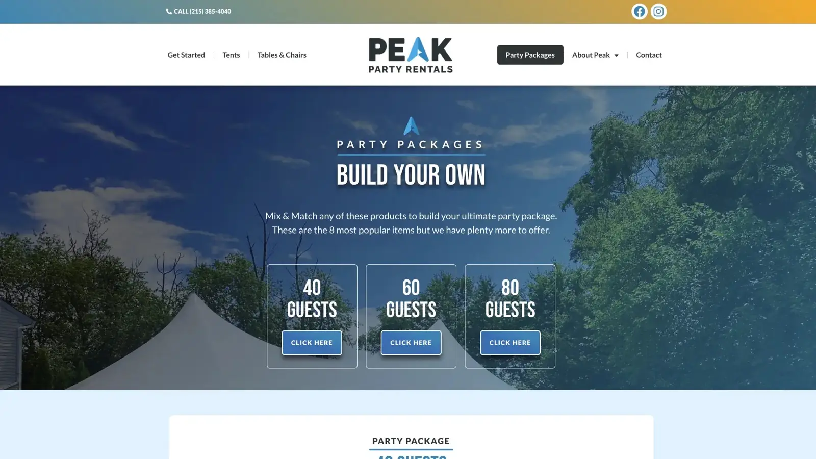 Peak Party Rentals social media graphics